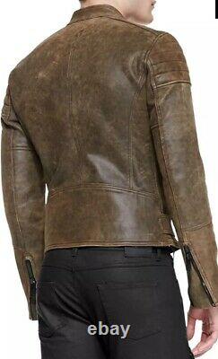 Belstaff Mens'Farleigh' Distressed Leather Moto Jacket Large US 40/IT50 $2800