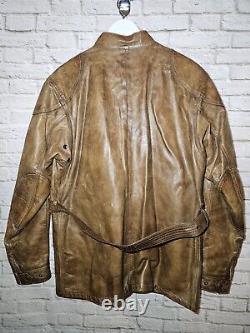 Belstaff Panther Leather Jacket Brown XXL Distressed Belted Motorcycle jacket