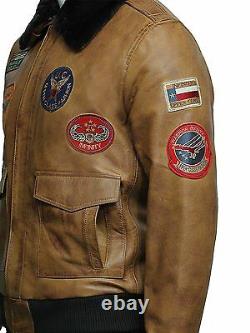 Brandslock Mens Genuine Leather Biker Jacket Bomber Vintage Classic Distressed