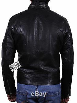 Brandslock Mens Genuine Leather biker Jacket Slim Fit Distress Vintage Classic