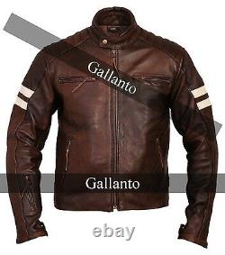 Brown Cruiser Biker Leather Jacket Vintage Motorcycle Armoured Roma Distressed