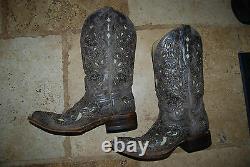 Brown Distressed CORRAL VINTAGE Western Boots withStuds Cutouts & Stitching 10 M