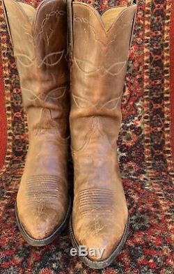 Brown Distressed Lucchese Rockabilly Western Cowboy Trail Boss Boots 12 D