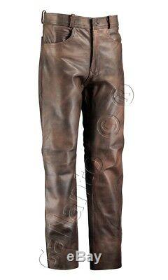 Brown Leather Motorcycle Trousers Vintage Leather Biker Leather Motorcycle Pants