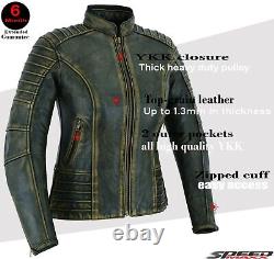 Brown/black Vintage Distressed Motorbike/motorcycle Cowhide Retro Leather Jacket