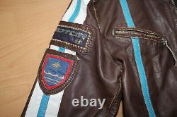 Brown distressed-look £499rrp diesel leather jacket small immaculate condition