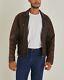 Brown Distressed Vintage Men's 100% Real Leather Zip Up Jacket 70s