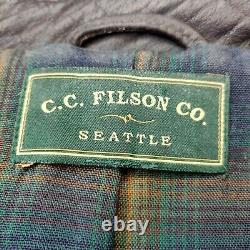 CC Filson Heavy Brown Distressed Brown Leather Wool Lined Jacket Mens Size XL