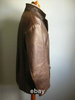 CIRO CITTERIO LEATHER BLAZER JACKET COAT Large 44 46 western distressed brown