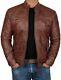 Cafe Racer Biker Brown Leather Jacket Mens Motorcycle Distressed Genuine Leather