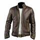 Cafe Racer Stylish Distressed Brown Biker Vintage Real Leather Men's Jacket Uk