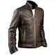 Cafe Racer Stylish Distressed Brown Biker Vintage Real Leather Men's Jacket Uk