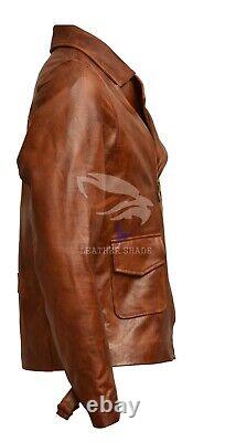 Captain America The First Avengers Distressed Brown Biker Real Leather Jacket
