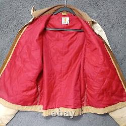 Carhartt Detroit Jacket Mens Medium 6QLJ Red Quilt Lined Faded Distressed 90's