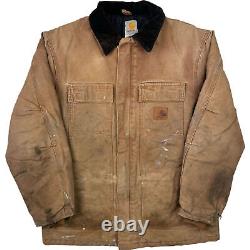 Carhartt Distressed Canvas Barn Workwear Jacket Brown C26 BRN Men's Large