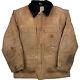 Carhartt Distressed Canvas Barn Workwear Jacket Brown C26 Brn Men's Large