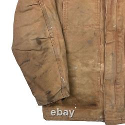 Carhartt Distressed Canvas Barn Workwear Jacket Brown C26 BRN Men's Large