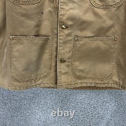 Carhartt Duck Chore Jacket Size M/L Vintage Tan Heavily Distressed Blanket Lined