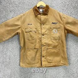 Carhartt Duck Chore Jacket Size M/L Vintage Tan Heavily Distressed Blanket Lined