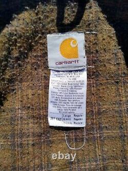 Carhartt J97 cht Detroit brown Jacket Blanket Lined DISTRESSED LARGE USA Vtg