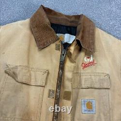 Carhartt Jacket Adult Extra Large Brown Detroit Duck Canvas Distressed Coat Men