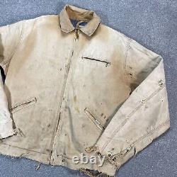 Carhartt Jacket Adult Medium Brown Detroit Work Wear Lined Canvas Distressed Men