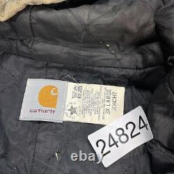 Carhartt Jacket Adult XXXL Brown Work Wear Canvas Distressed Quilted Hooded Mens