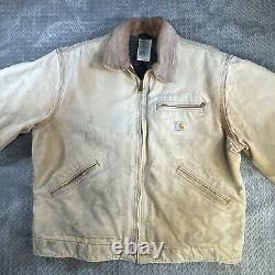 Carhartt Jacket Detroit Blanket Lined J01 Brown 44 Reg 14806 USA Distressed Vtg