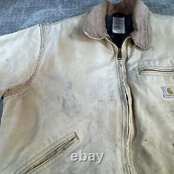 Carhartt Jacket Detroit Blanket Lined J01 Brown 44 Reg 14806 USA Distressed Vtg