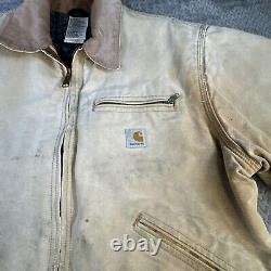 Carhartt Jacket Detroit Blanket Lined J01 Brown 44 Reg 14806 USA Distressed Vtg