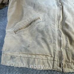 Carhartt Jacket Detroit Blanket Lined J01 Brown 44 Reg 14806 USA Distressed Vtg