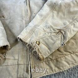 Carhartt Jacket Detroit Blanket Lined J01 Brown 44 Reg 14806 USA Distressed Vtg