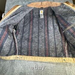 Carhartt Jacket Detroit Blanket Lined J01 Brown 44 Reg 14806 USA Distressed Vtg