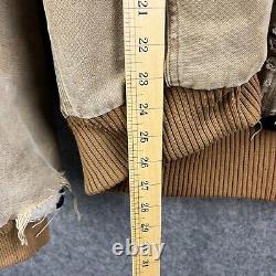 Carhartt Jacket Mens Large Khaki Duck Canvas Distressed Workwear Hooded Vintage