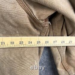 Carhartt Jacket Mens Large Khaki Duck Canvas Distressed Workwear Hooded Vintage