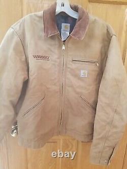 Carhartt Lined Jacket tan J01 Brown 44 Regular Embroidered Detroit Distressed