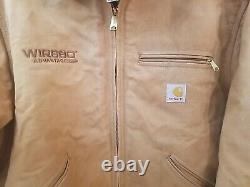 Carhartt Lined Jacket tan J01 Brown 44 Regular Embroidered Detroit Distressed