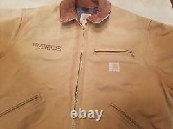 Carhartt Lined Jacket tan J01 Brown 44 Regular Embroidered Detroit Distressed