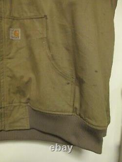 Carhartt Quick Duck Jacket Mens 2XL Tall XXL Brown Utility Workwear Distressed