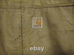 Carhartt Quick Duck Jacket Mens 2XL Tall XXL Brown Utility Workwear Distressed