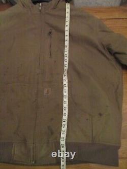 Carhartt Quick Duck Jacket Mens 2XL Tall XXL Brown Utility Workwear Distressed