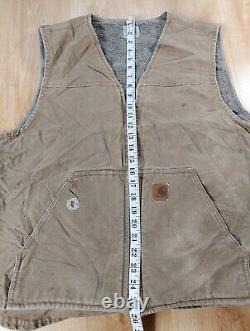 Carhartt Sherpa Lined Gilet Vest Men's Large Light Brown Vintage Distressed