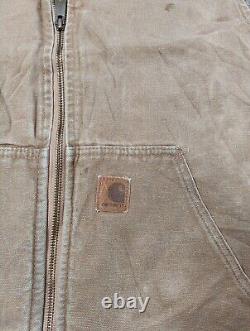Carhartt Sherpa Lined Gilet Vest Men's Large Light Brown Vintage Distressed