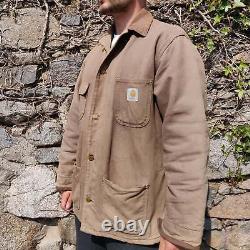 Carhartt Vintage Brown Corduroy Distressed Coat Jacket Jacket