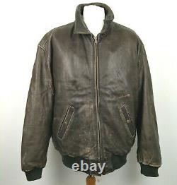 Chevignon TOGS Flying Wear Brown Distressed Leather Jacket With Liner Size XXL