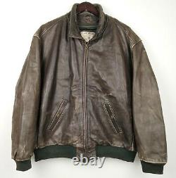 Chevignon TOGS Flying Wear Brown Distressed Leather Jacket With Liner Size XXL