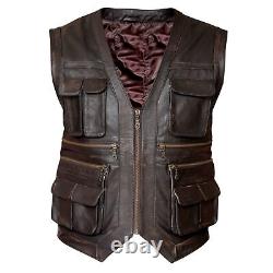 Chris Pratt Jurassic World Owen Grady Motorcycle Real Leather Vest Jacket
