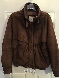 Christian Dior Distressed VTG Brown Leather Bomber Jacket Coat So Soft Size 40