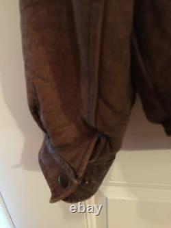 Christian Dior Distressed VTG Brown Leather Bomber Jacket Coat So Soft Size 40