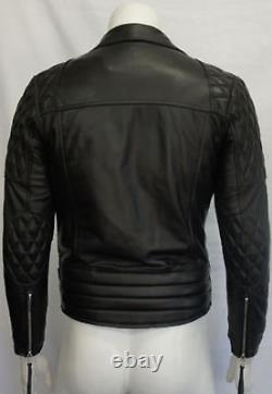 Classic Diamond Motorcycle Distressed Brown Real Leather Biker Jacket